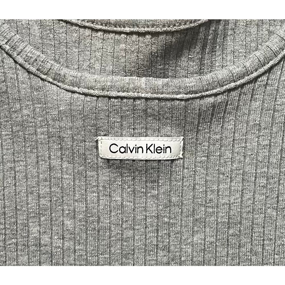 Calvin Klein Heather Gray Contour Ribbed Knit Mini Tank Dress Sz Small - Picture 5 of 8